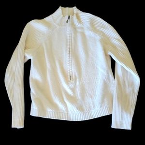 Woolrich ramie cotton 1/2 zip funnel neck cream sweater Medium